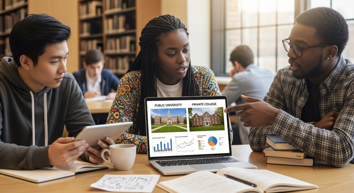 college ROI calculator comparing public vs private schools